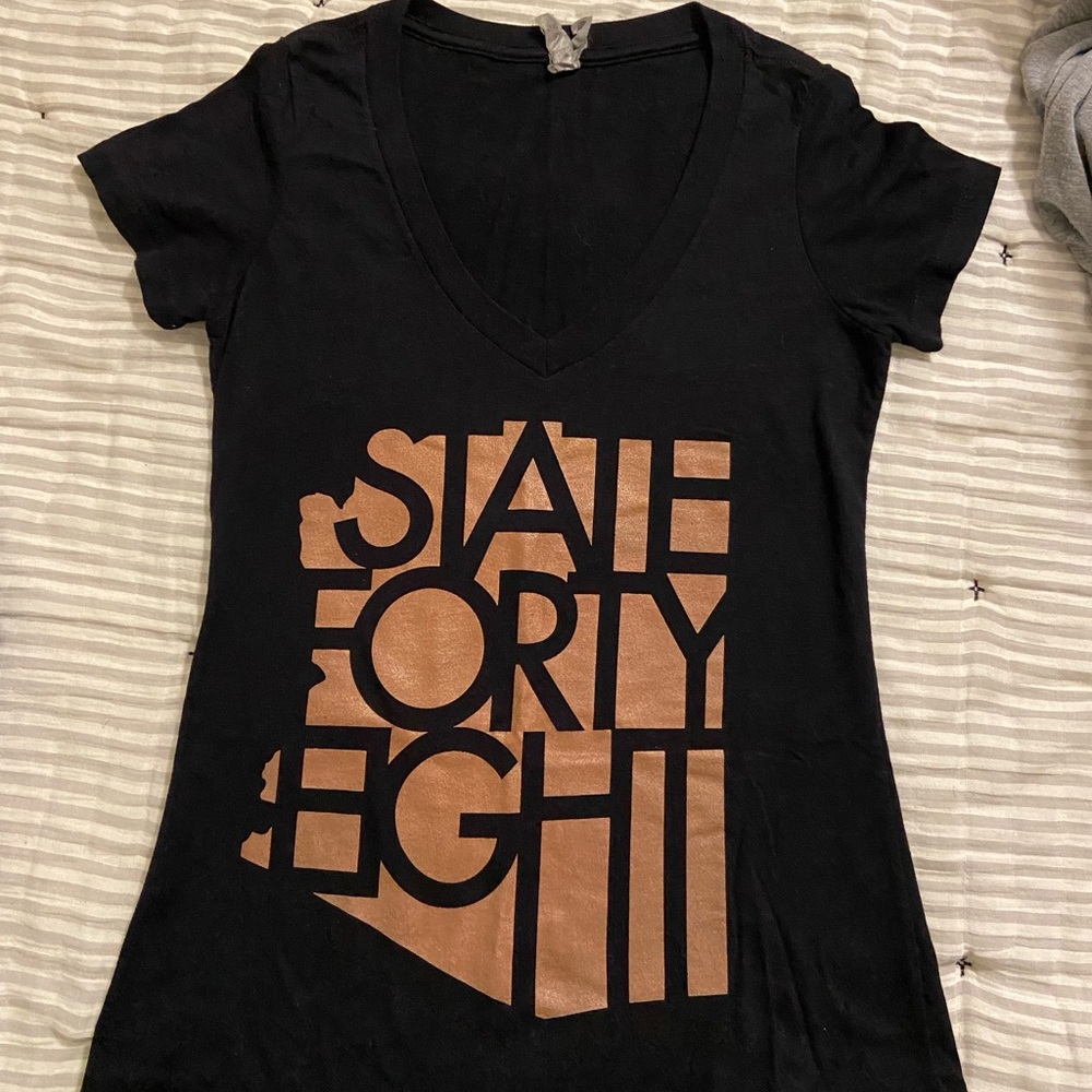 state forty eight black copper T-shirt womens